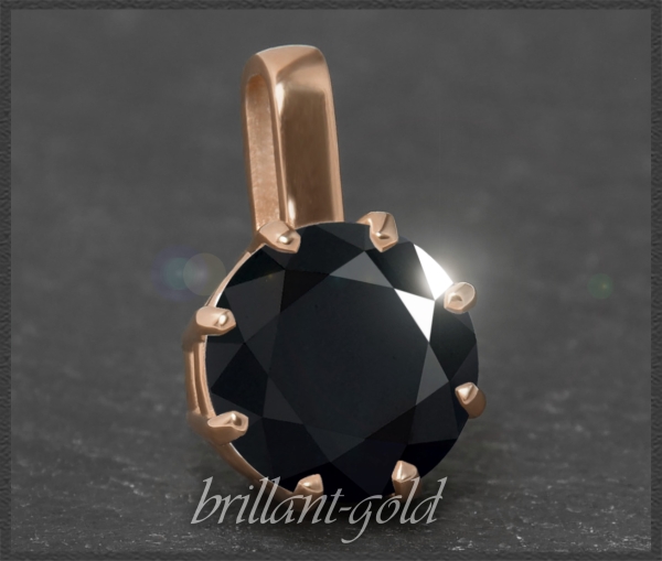 Brillant Anhänger 585 Gold mit 3,72ct, schwarz